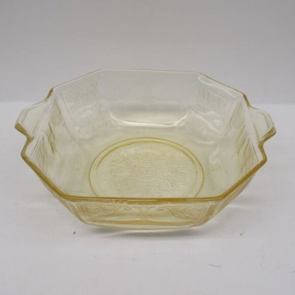 Hocking Depression Glass Topaz Yellow PRINCESS 9 Inch Octagonal Salad Bowl - HTF